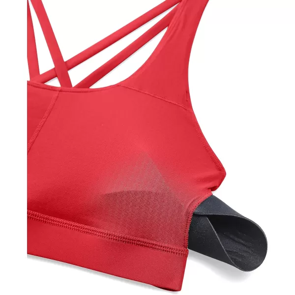 CRZ YOGA Womens Strappy Sports Bras Fitness Workout Padded Yoga Bra Criss Cross BackCrimson