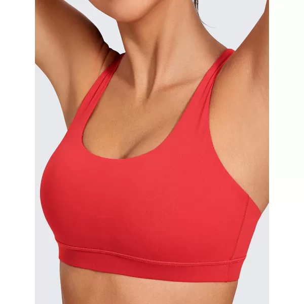 CRZ YOGA Womens Strappy Sports Bras Fitness Workout Padded Yoga Bra Criss Cross BackCrimson