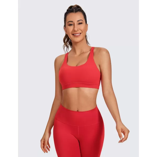 CRZ YOGA Womens Strappy Sports Bras Fitness Workout Padded Yoga Bra Criss Cross BackCrimson