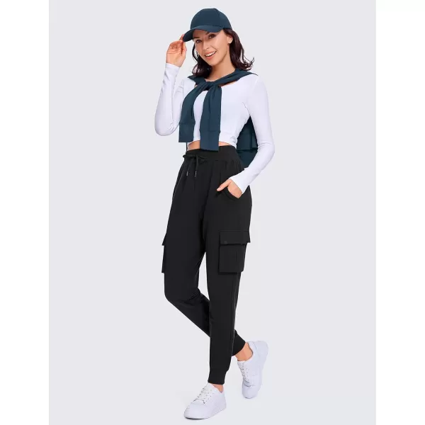 CRZ YOGA Womens Sweatpants Lightweight Cotton Cargo Joggers with 6 Pockets High Waisted Super Soft Casual Sweat PantsBlack