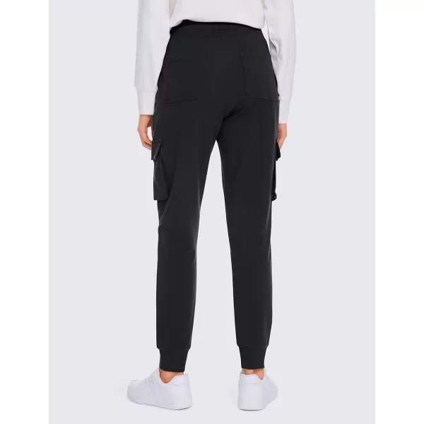 CRZ YOGA Womens Sweatpants Lightweight Cotton Cargo Joggers with 6 Pockets High Waisted Super Soft Casual Sweat PantsBlack