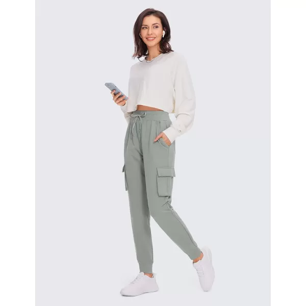 CRZ YOGA Womens Sweatpants Lightweight Cotton Cargo Joggers with 6 Pockets High Waisted Super Soft Casual Sweat PantsSterling