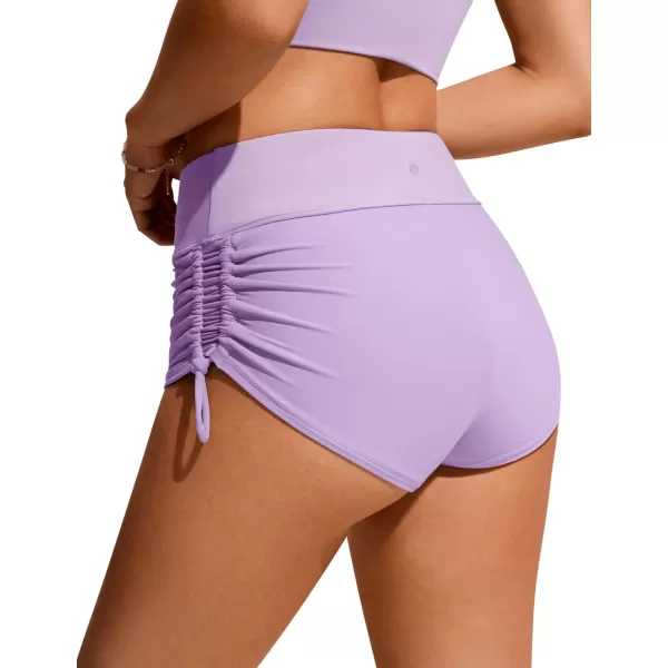 CRZ YOGA Womens Swim Shorts  High Waisted Bathing Suit Bottoms Adjustable Ruched Side Board Shorts Swimsuit Boy ShortsElfin Purple