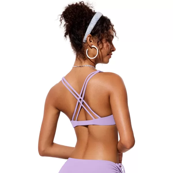 CRZ YOGA Womens V Neck Bikini Tops Twist Front Bathing Suit Tops Criss Cross Back Swim Top PaddedElfin Purple