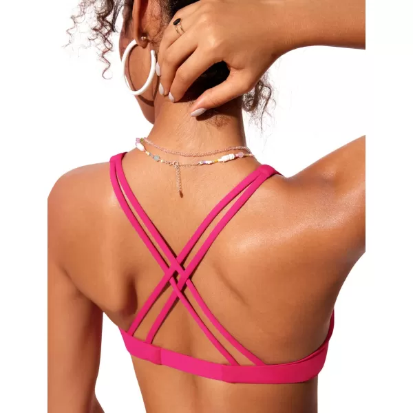 CRZ YOGA Womens V Neck Bikini Tops Twist Front Bathing Suit Tops Criss Cross Back Swim Top PaddedGranita Pink