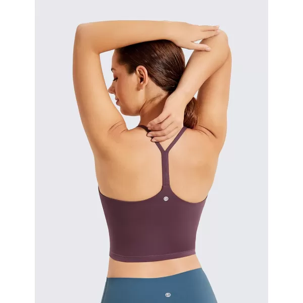 CRZ YOGA Womens Y Back Longline Sports Bra  Racerback Spaghetti Straps Padded Workout Crop Tank Tops with Built in BraArctic Plum