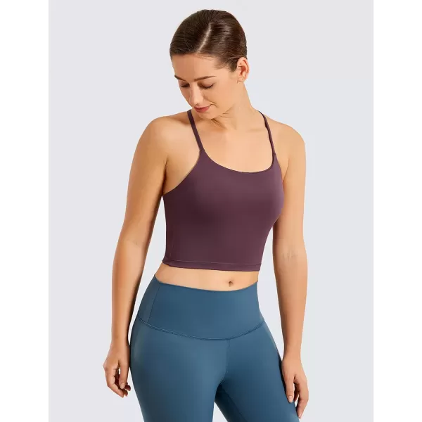 CRZ YOGA Womens Y Back Longline Sports Bra  Racerback Spaghetti Straps Padded Workout Crop Tank Tops with Built in BraArctic Plum