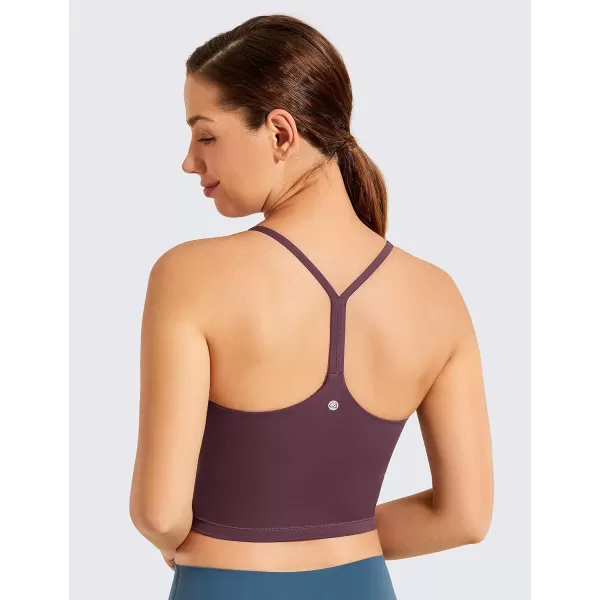 CRZ YOGA Womens Y Back Longline Sports Bra  Racerback Spaghetti Straps Padded Workout Crop Tank Tops with Built in BraArctic Plum