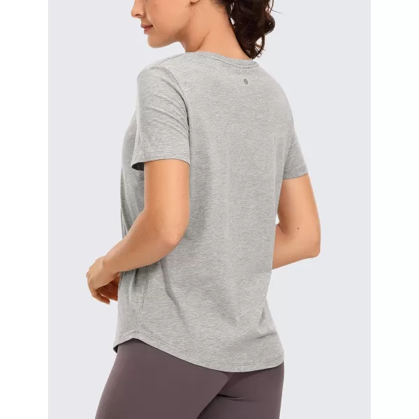 CRZ YOGA womens Short SleeveHeathered Medium Grey