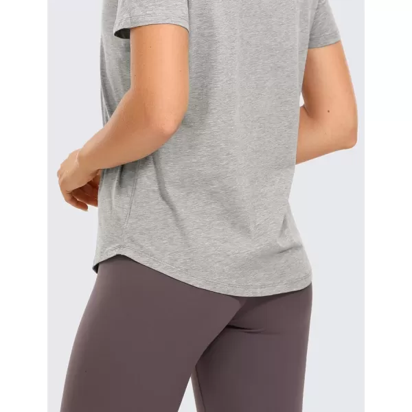 CRZ YOGA womens Short SleeveHeathered Medium Grey