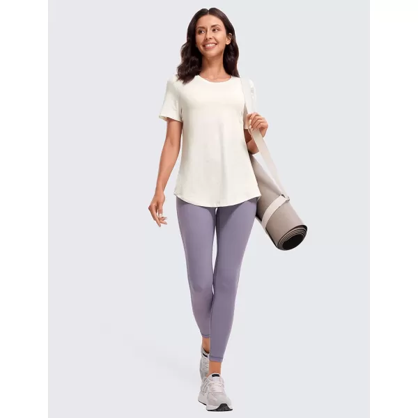 CRZ YOGA womens Short SleeveIce GreyWhite