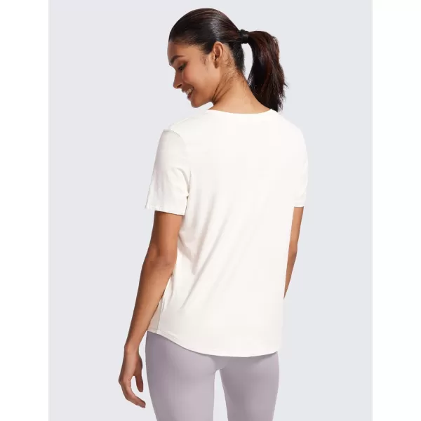 CRZ YOGA womens Short SleeveMilky White Bone