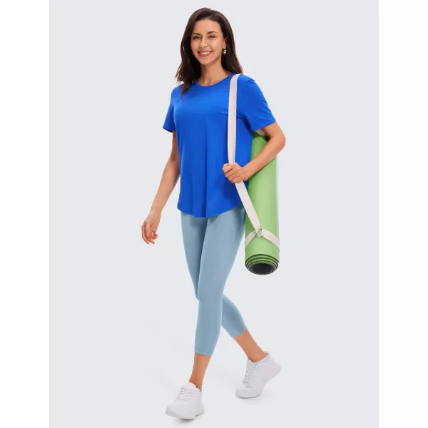 CRZ YOGA womens Short SleeveStrong Blue