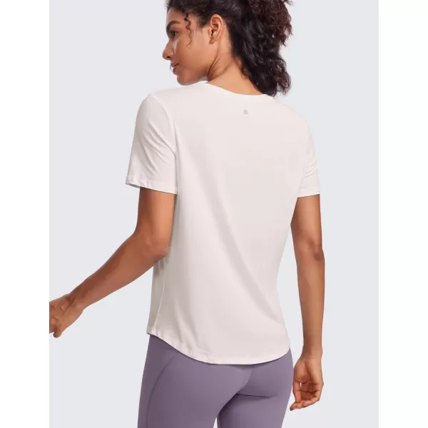 CRZ YOGA womens Short SleeveWhite Apricot