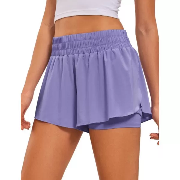 CRZ YOGA 2 in 1 Flowy Running Shorts for Women High Waisted Quick Dry Athletic Gym Lounge Workout Shorts Cute Tennis SkirtsDark Lavender Purple