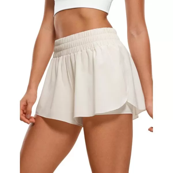 CRZ YOGA 2 in 1 Flowy Running Shorts for Women High Waisted Quick Dry Athletic Gym Lounge Workout Shorts Cute Tennis SkirtsMilky White