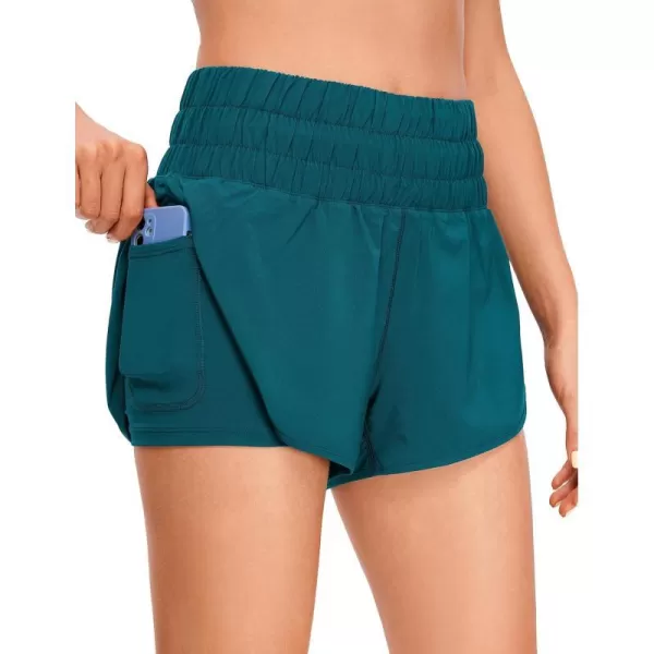 CRZ YOGA 2 in 1 High Waisted Running Shorts for Women 3  Split Breathable Athletic Tennis Gym Workout Shorts with PocketsBorealis Green