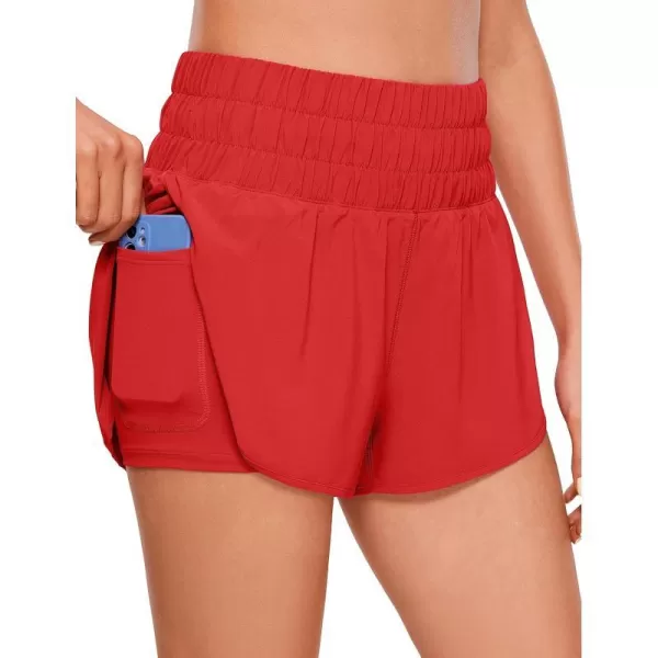 CRZ YOGA 2 in 1 High Waisted Running Shorts for Women 3  Split Breathable Athletic Tennis Gym Workout Shorts with PocketsDark Red