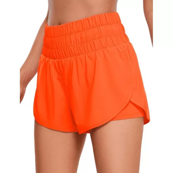 CRZ YOGA 2 in 1 High Waisted Running Shorts for Women 3  Split Breathable Athletic Tennis Gym Workout Shorts with PocketsNeon Orange