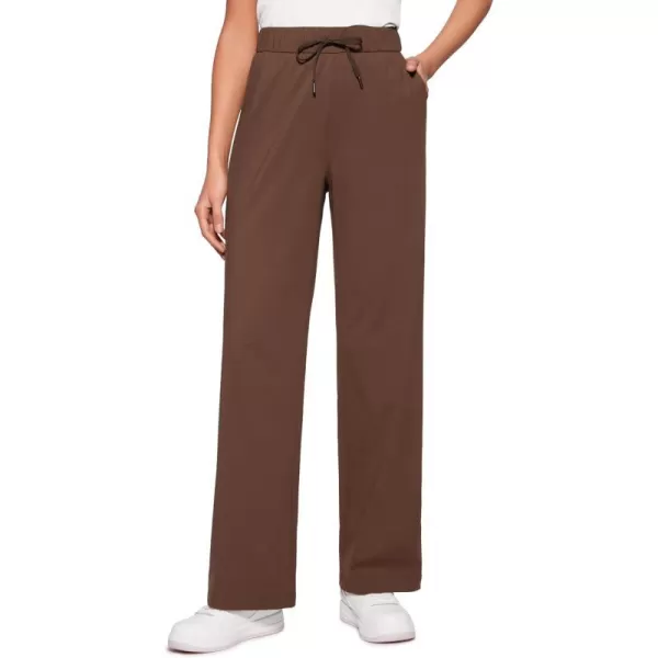 CRZ YOGA 4Way Stretch Casual Pants for Womens 305 Straight Wide Leg Work Pants with PocketsCoffee Brown