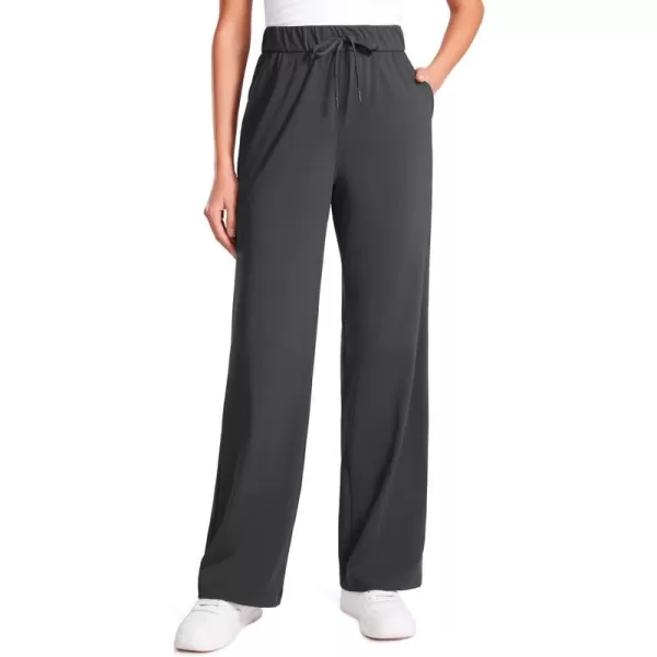 CRZ YOGA 4Way Stretch Casual Pants for Womens 305 Straight Wide Leg Work Pants with PocketsInk Gray