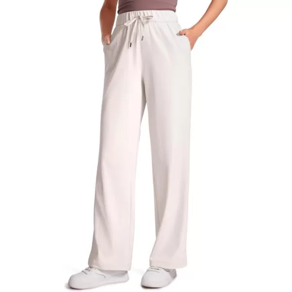 CRZ YOGA 4Way Stretch Casual Pants for Womens 305 Straight Wide Leg Work Pants with PocketsMilky White Bone