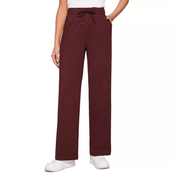 CRZ YOGA 4Way Stretch Casual Pants for Womens 305 Straight Wide Leg Work Pants with PocketsRed Merlot