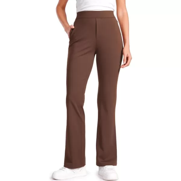 CRZ YOGA 4Way Stretch Flare Womens Pants 31 Dress Work Casual High Waisted Lounge Pants with Zip PocketsCoffee Brown