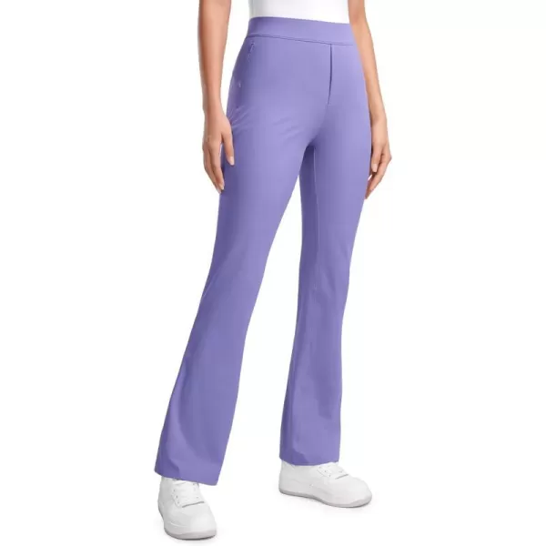 CRZ YOGA 4Way Stretch Flare Womens Pants 31 Dress Work Casual High Waisted Lounge Pants with Zip PocketsDark Lavender Purple