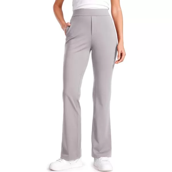 CRZ YOGA 4Way Stretch Flare Womens Pants 31 Dress Work Casual High Waisted Lounge Pants with Zip PocketsGull Gray