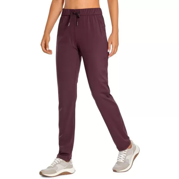 CRZ YOGA 4Way Stretch Full Length Golf Pants for Women Tall 31  Travel Sweatpants Workout Trousers with PocketsDark Russet