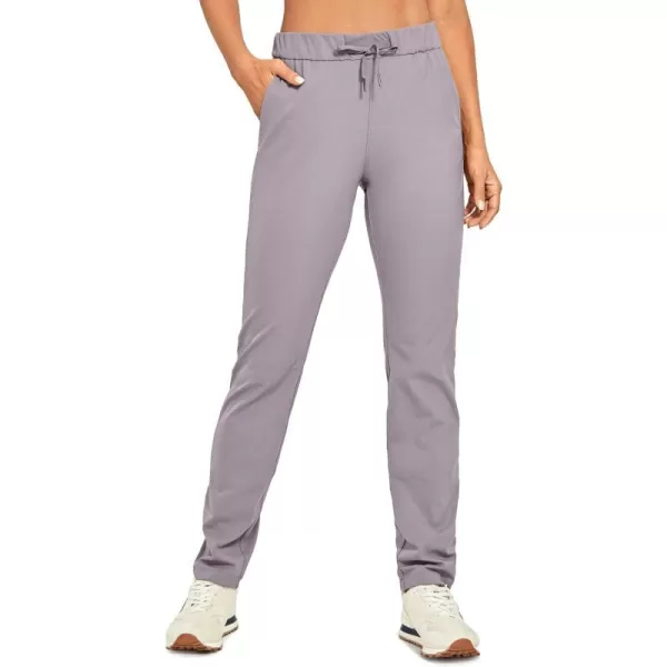 CRZ YOGA 4Way Stretch Full Length Golf Pants for Women Tall 31  Travel Sweatpants Workout Trousers with PocketsGull Gray