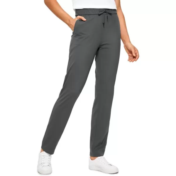 CRZ YOGA 4Way Stretch Full Length Golf Pants for Women Tall 31  Travel Sweatpants Workout Trousers with PocketsMysterious Grey