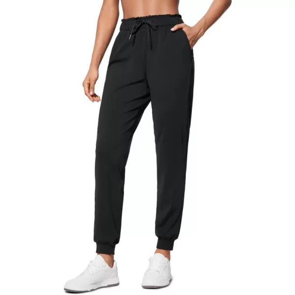 CRZ YOGA 4Way Stretch High Waisted Joggers for Women Lightweight Casual Dress Work Workout Pants Sweatpants PocketsBlack