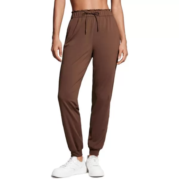 CRZ YOGA 4Way Stretch High Waisted Joggers for Women Lightweight Casual Dress Work Workout Pants Sweatpants PocketsCoffee Brown