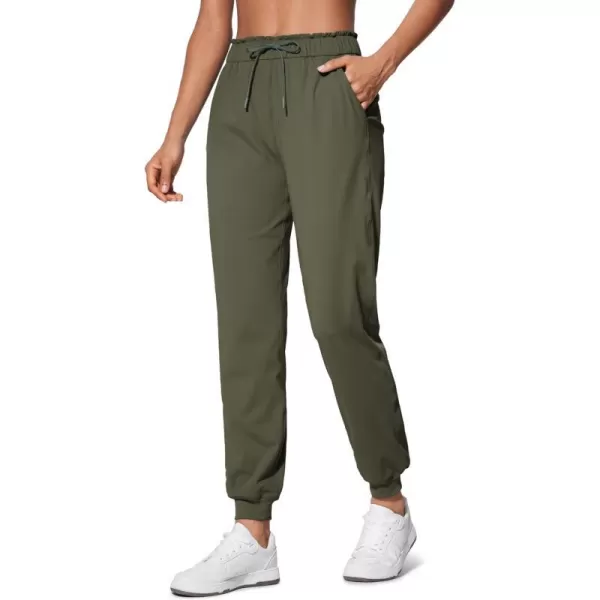 CRZ YOGA 4Way Stretch High Waisted Joggers for Women Lightweight Casual Dress Work Workout Pants Sweatpants PocketsOlive Green