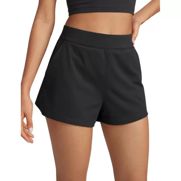 CRZ YOGA 4Way Stretch Womens Shorts Casual Comfy High Waisted Golf Hiking Lounge Athletic Short with PocketsBlack