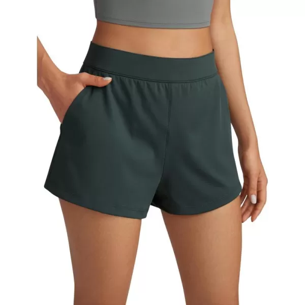 CRZ YOGA 4Way Stretch Womens Shorts Casual Comfy High Waisted Golf Hiking Lounge Athletic Short with PocketsMelanite