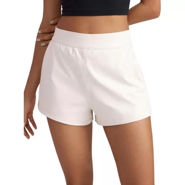 CRZ YOGA 4Way Stretch Womens Shorts Casual Comfy High Waisted Golf Hiking Lounge Athletic Short with PocketsMilky White Bone