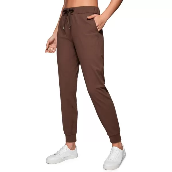 CRZ YOGA 4Way Stretch Workout Joggers for Women 28  Casual Travel Pants Lounge Athletic Joggers with PocketsCoffee Brown