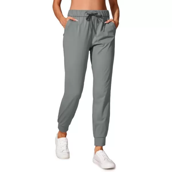 CRZ YOGA 4Way Stretch Workout Joggers for Women 28  Casual Travel Pants Lounge Athletic Joggers with PocketsFrost Grey