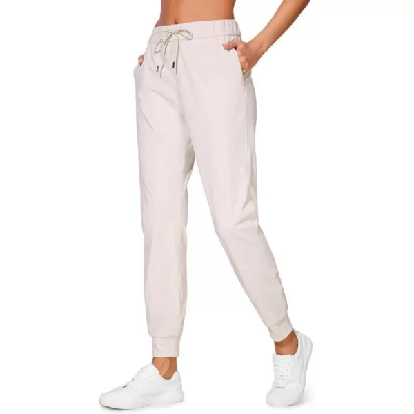 CRZ YOGA 4Way Stretch Workout Joggers for Women 28  Casual Travel Pants Lounge Athletic Joggers with PocketsMilky White Bone