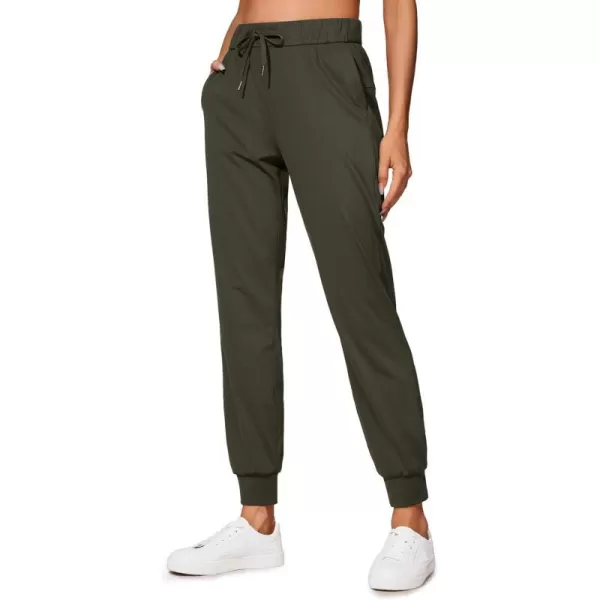 CRZ YOGA 4Way Stretch Workout Joggers for Women 28  Casual Travel Pants Lounge Athletic Joggers with PocketsOlive Green