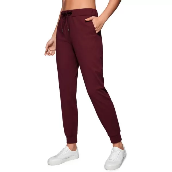 CRZ YOGA 4Way Stretch Workout Joggers for Women 28  Casual Travel Pants Lounge Athletic Joggers with PocketsRed Merlot