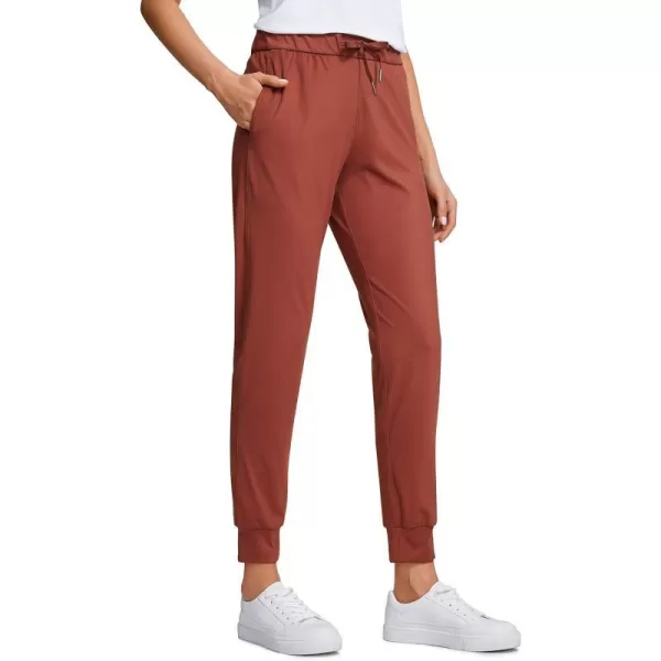 CRZ YOGA 4Way Stretch Workout Joggers for Women 28  Casual Travel Pants Lounge Athletic Joggers with PocketsThe Cognac Brown