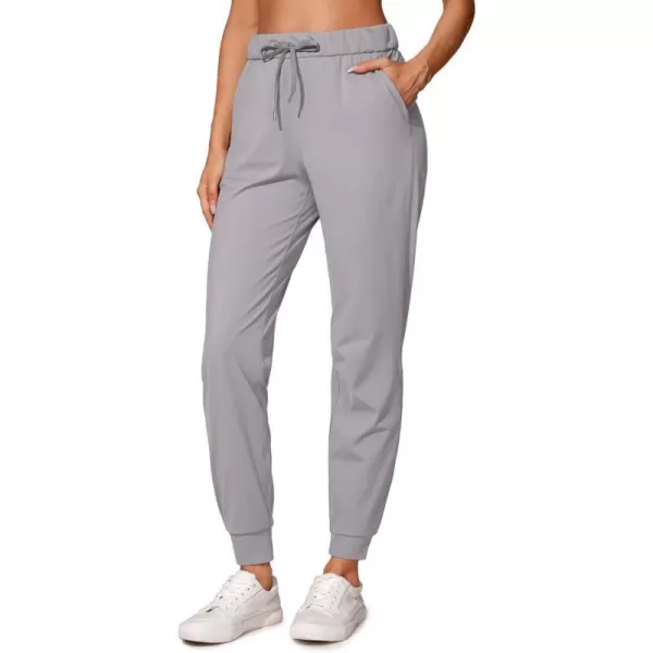 CRZ YOGA 4Way Stretch Workout Joggers for Women 28  Casual Travel Pants Lounge Athletic Sweatpants with PocketsGull Gray