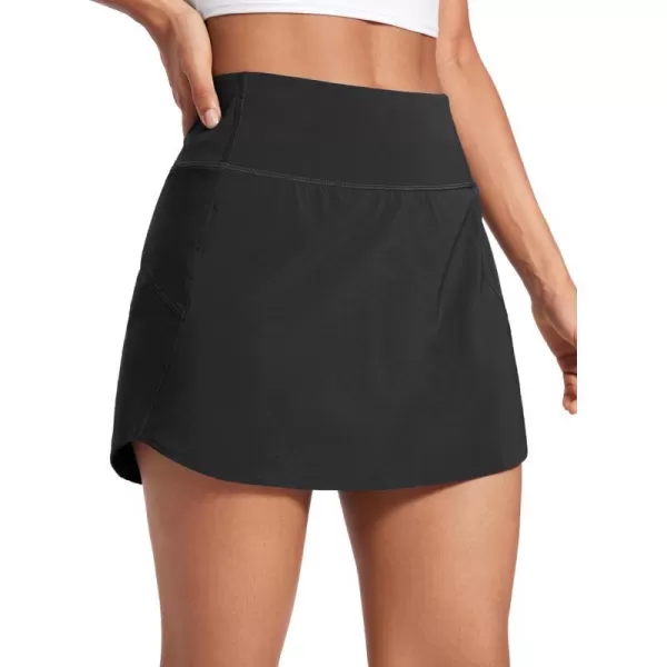 CRZ YOGA A Line Golf Skirts for Women High Waisted Split Hem Tennis Casual Skirt Shorts with Zipper PocketBlack