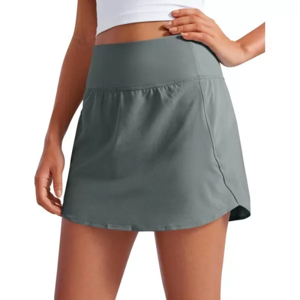 CRZ YOGA A Line Golf Skirts for Women High Waisted Split Hem Tennis Casual Skirt Shorts with Zipper PocketGrey Sage