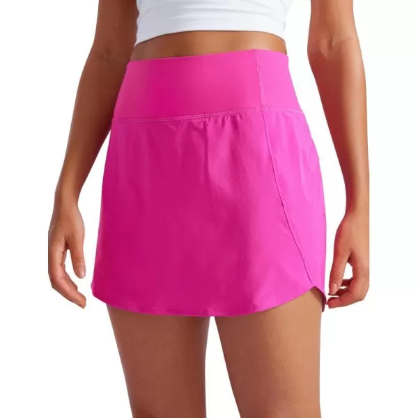 CRZ YOGA A Line Golf Skirts for Women High Waisted Split Hem Tennis Casual Skirt Shorts with Zipper PocketHibiscus Purple