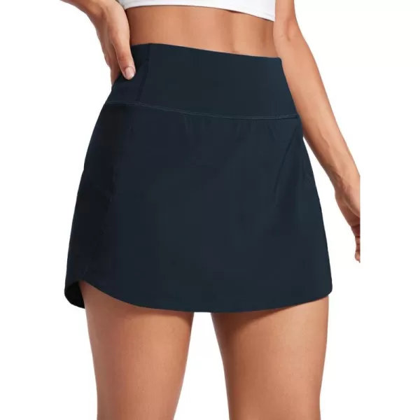 CRZ YOGA A Line Golf Skirts for Women High Waisted Split Hem Tennis Casual Skirt Shorts with Zipper PocketTrue Navy